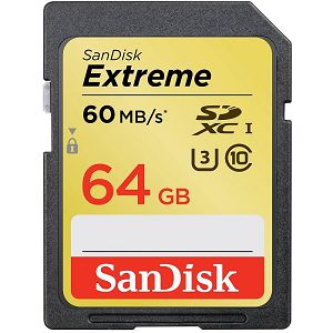 SanDisk Extreme SDXC Card 64GB 60MB/s Class 10 UHS-I SDSDXN-064G-G46